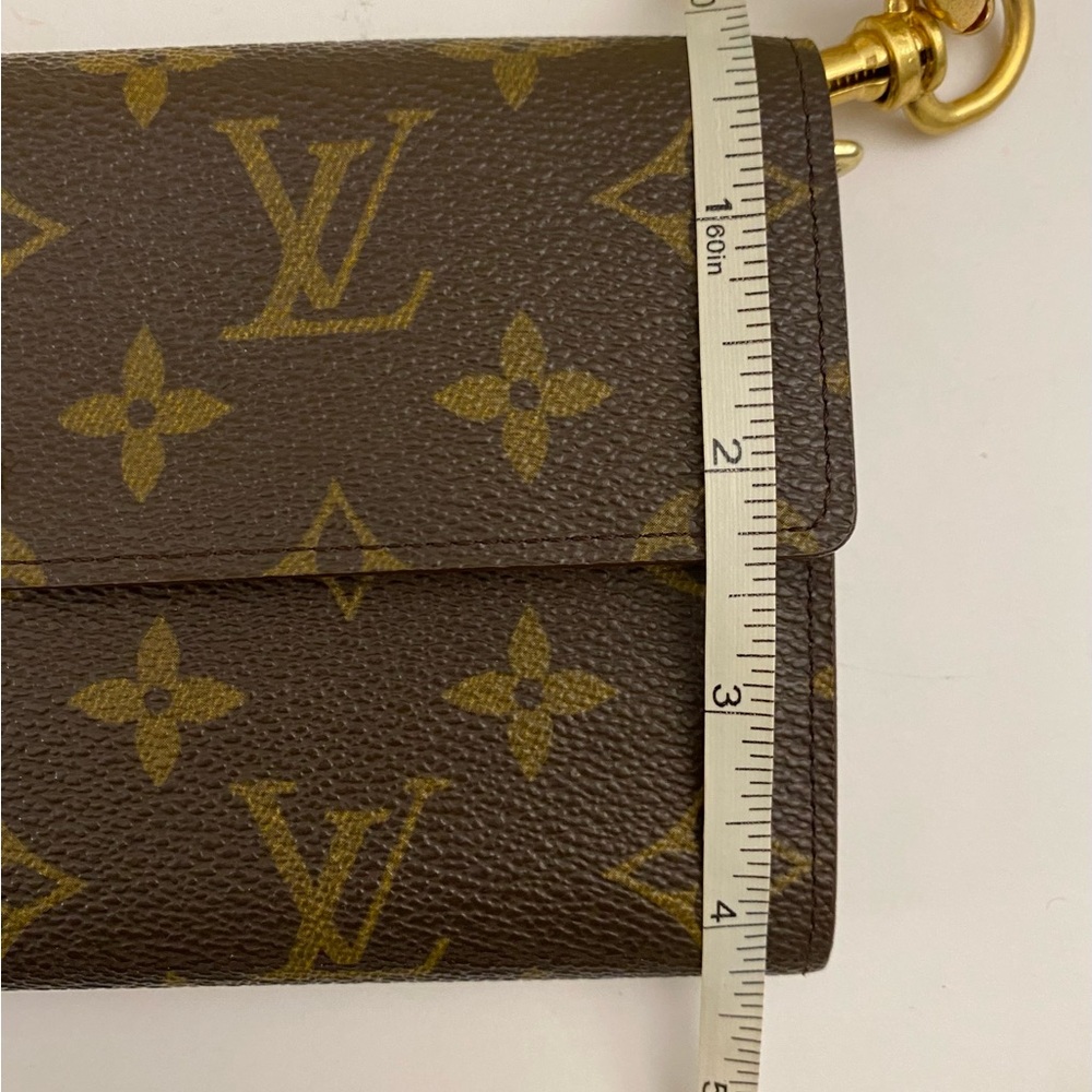 😍Auth Louis Vuitton Sarah Mono Long Wallet w/unbranded Gold Chunky Chain LN - Picture 11 of 11